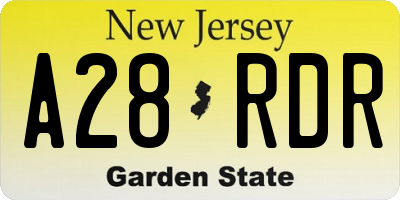NJ license plate A28RDR