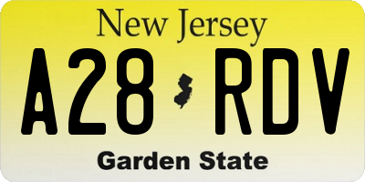 NJ license plate A28RDV