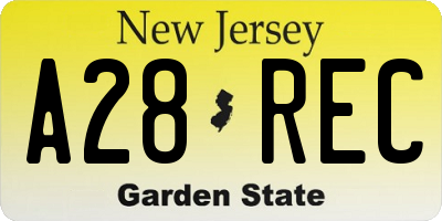 NJ license plate A28REC