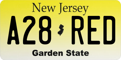 NJ license plate A28RED