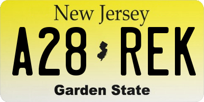 NJ license plate A28REK