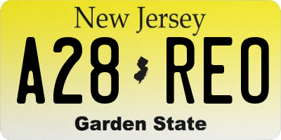 NJ license plate A28REO