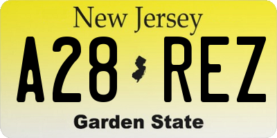 NJ license plate A28REZ