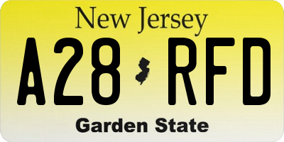 NJ license plate A28RFD