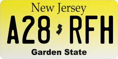 NJ license plate A28RFH