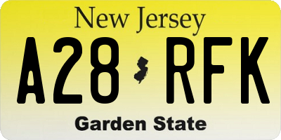 NJ license plate A28RFK