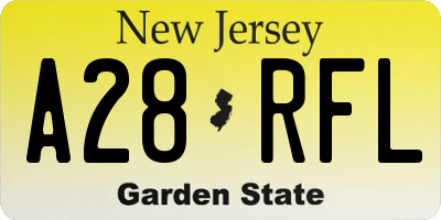 NJ license plate A28RFL