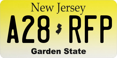 NJ license plate A28RFP