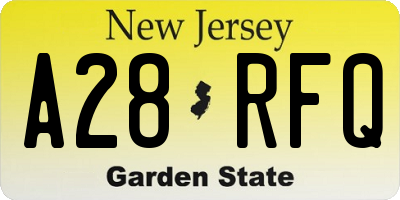 NJ license plate A28RFQ