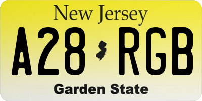 NJ license plate A28RGB