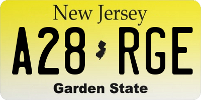 NJ license plate A28RGE