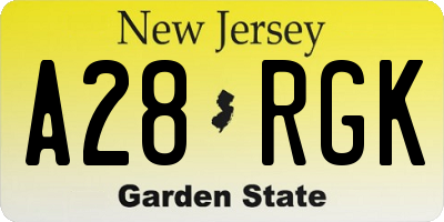 NJ license plate A28RGK