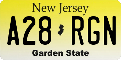 NJ license plate A28RGN