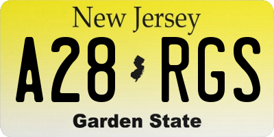 NJ license plate A28RGS