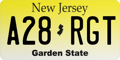 NJ license plate A28RGT
