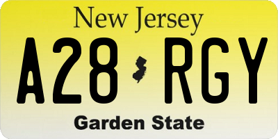 NJ license plate A28RGY
