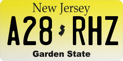 NJ license plate A28RHZ