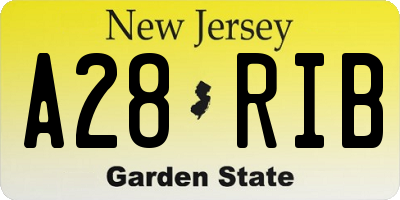 NJ license plate A28RIB