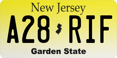 NJ license plate A28RIF
