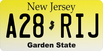 NJ license plate A28RIJ