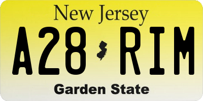 NJ license plate A28RIM