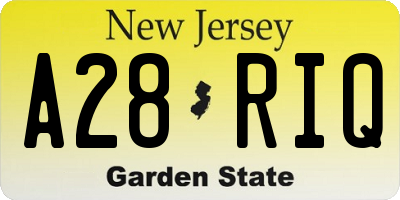 NJ license plate A28RIQ