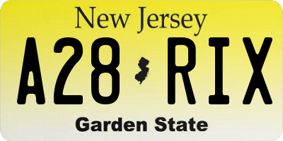 NJ license plate A28RIX