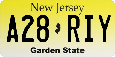 NJ license plate A28RIY