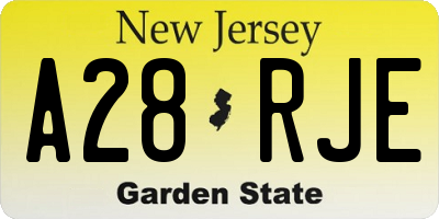 NJ license plate A28RJE