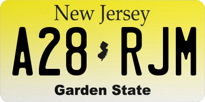 NJ license plate A28RJM