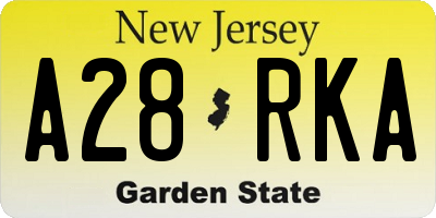 NJ license plate A28RKA