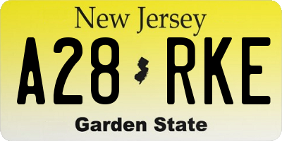 NJ license plate A28RKE