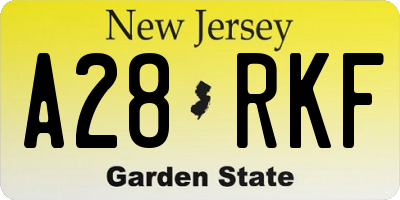 NJ license plate A28RKF
