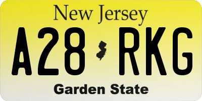 NJ license plate A28RKG