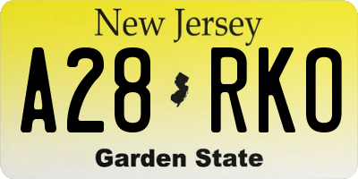 NJ license plate A28RKO