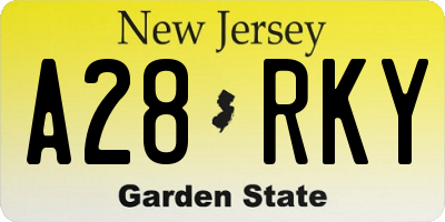 NJ license plate A28RKY