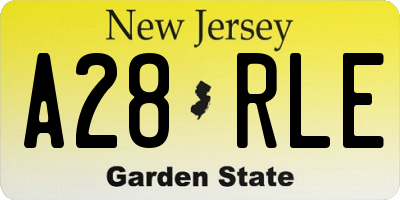 NJ license plate A28RLE