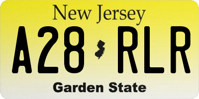 NJ license plate A28RLR