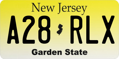 NJ license plate A28RLX