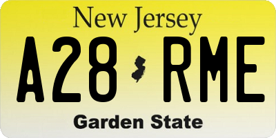 NJ license plate A28RME