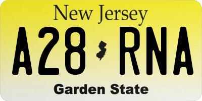 NJ license plate A28RNA