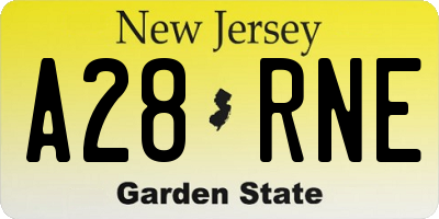 NJ license plate A28RNE