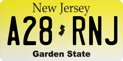 NJ license plate A28RNJ