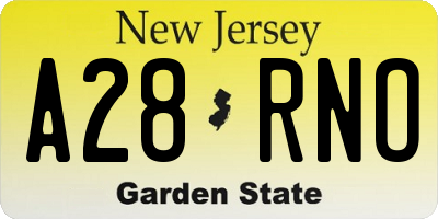 NJ license plate A28RNO