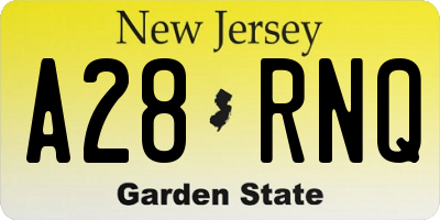 NJ license plate A28RNQ