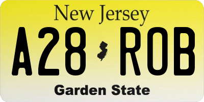 NJ license plate A28ROB