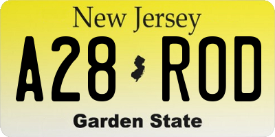 NJ license plate A28ROD