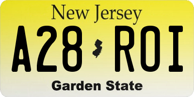 NJ license plate A28ROI