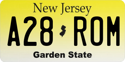 NJ license plate A28ROM