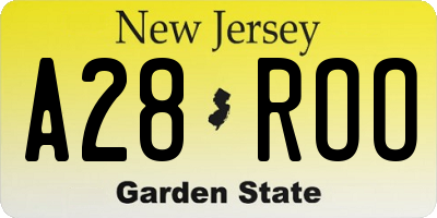 NJ license plate A28ROO